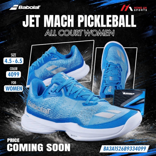 Giày Pickleball Babolat Jet Mach All Court - Xanh/Trắng - BA3A1S26B933-4099