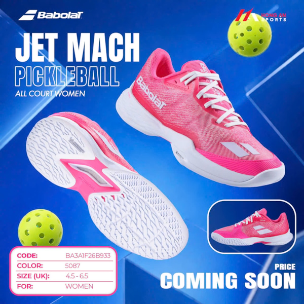 Giày Pickleball Babolat Jet Mach All Court - Hồng/Trắng - BA3A1F26B933-5087