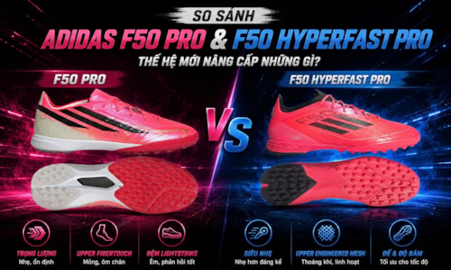 So sánh adidas F50 Pro và F50 Hyperfast Pro: Thế hệ mới nâng cấp những gì? 
