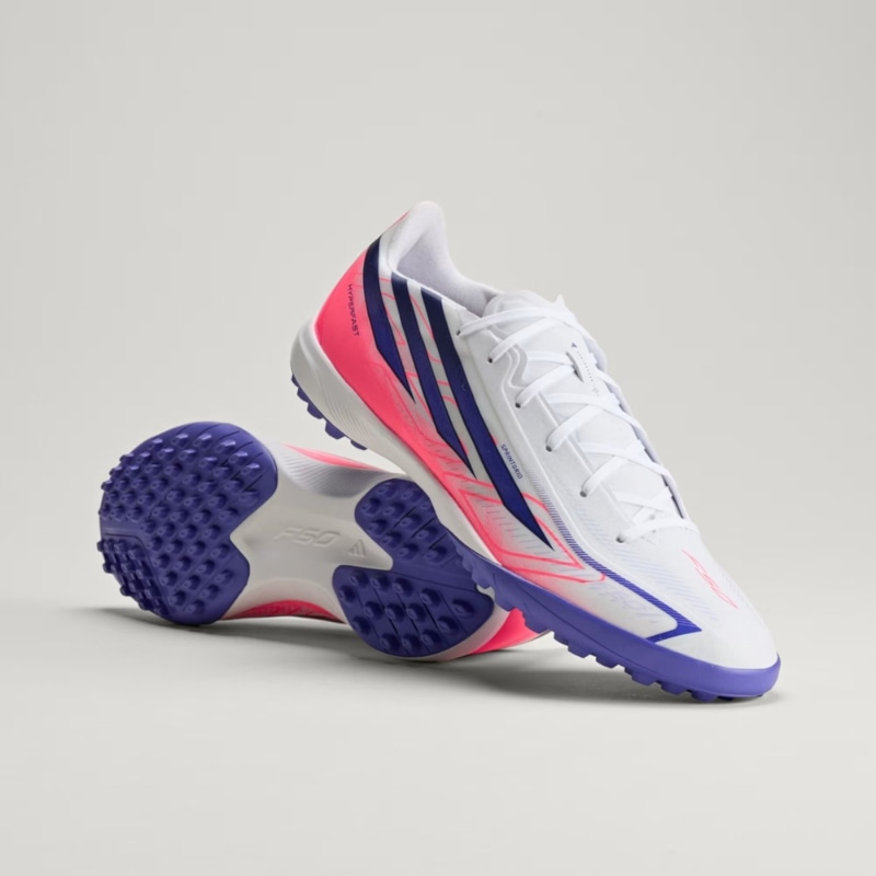adidas F50 Hyperfast League TF - Trắng/Xanh/Đỏ -  KJ3434