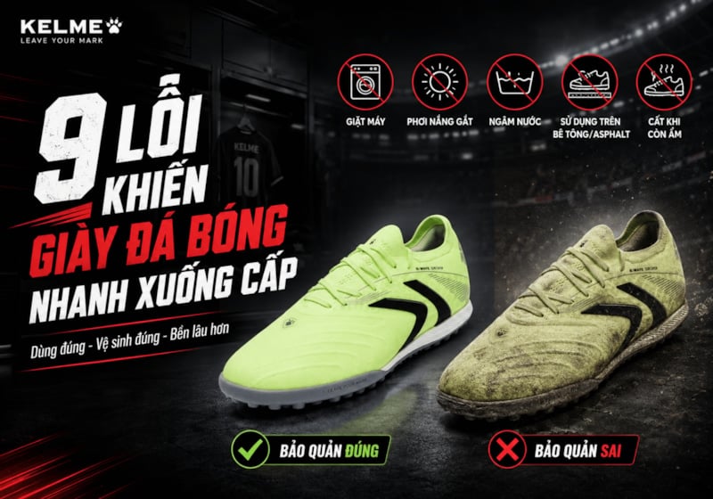 9 Lỗi Phổ Biến Khiến Giày Đá Bóng Nhanh Xuống Cấp - Cách Khắc Phục
