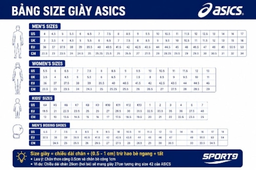 Cách Chọn Size Giày Asics Chuẩn Xác - Hướng Dẫn Chi Tiết Từ Sport9
