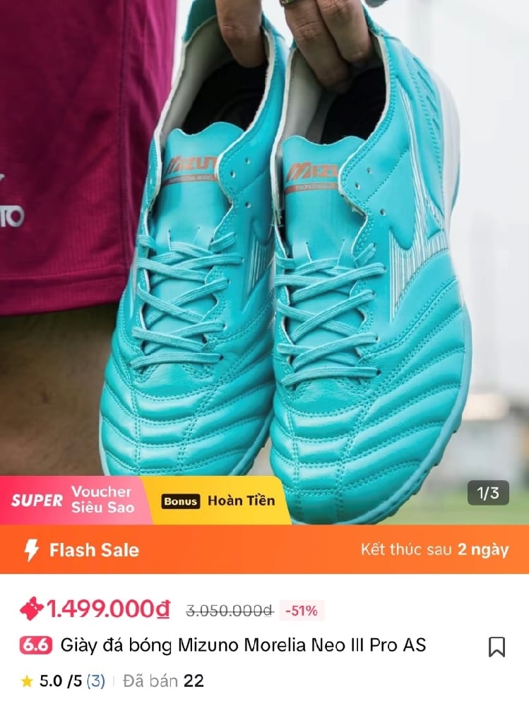 Mizuno Morelia Neo 3 Xanh ngọc chỉ còn 1499k