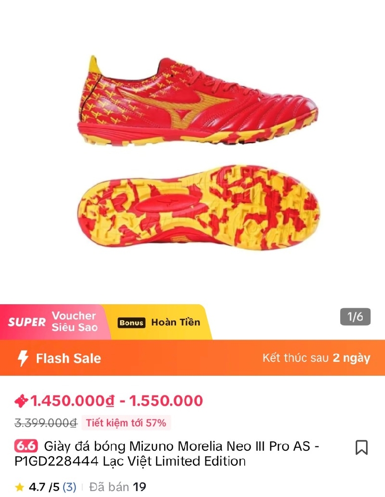 Sale tiktok 6.6 giày đá bóng chính hãng