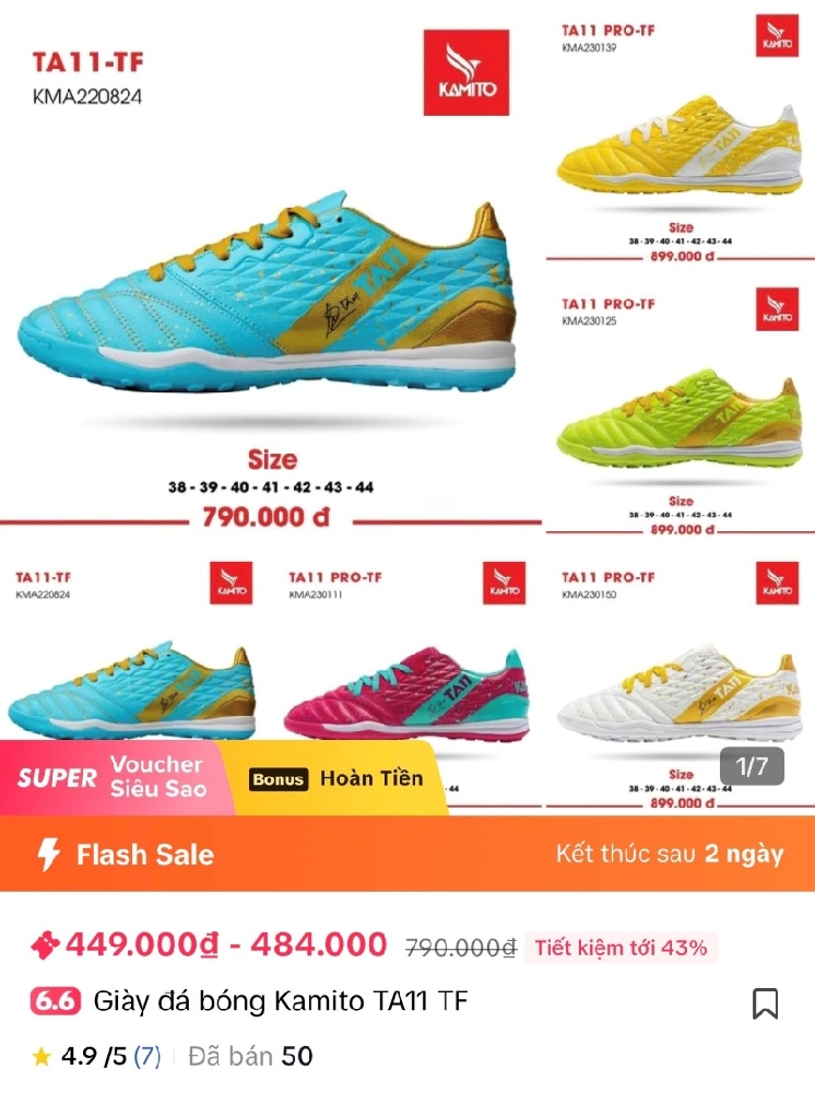 Sale tiktok 6.6 giày đá bóng chính hãng