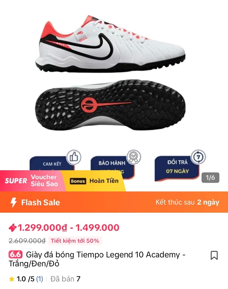 Sale tiktok 6.6 giày đá bóng chính hãng