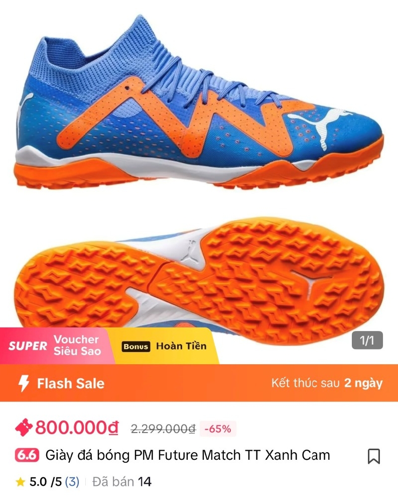 Sale tiktok 6.6 giày đá bóng chính hãng
