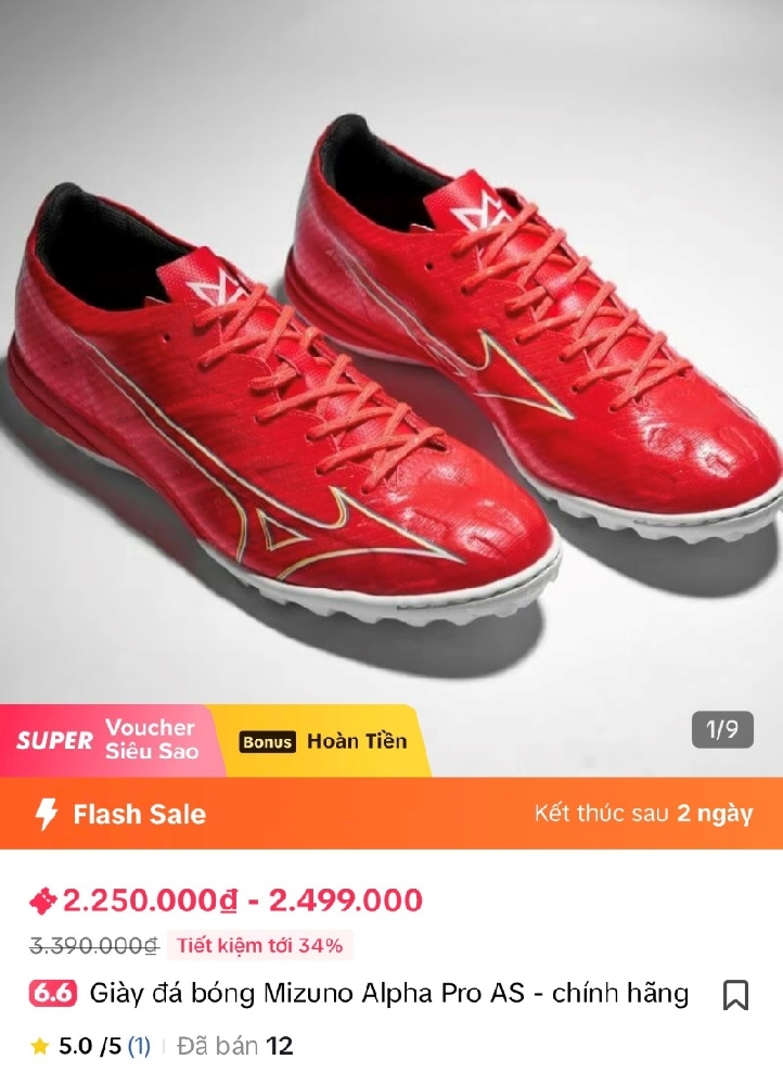 Sale tiktok 6.6 giày đá bóng chính hãng