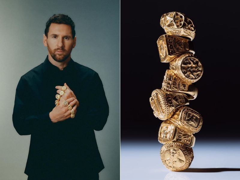 Adidas honors Messi's 8th Golden Ball with a set of 8 special gold rings
