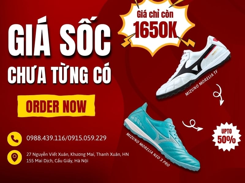 Giày đá bóng Mizuno Morelia đang giảm giá đến 50%