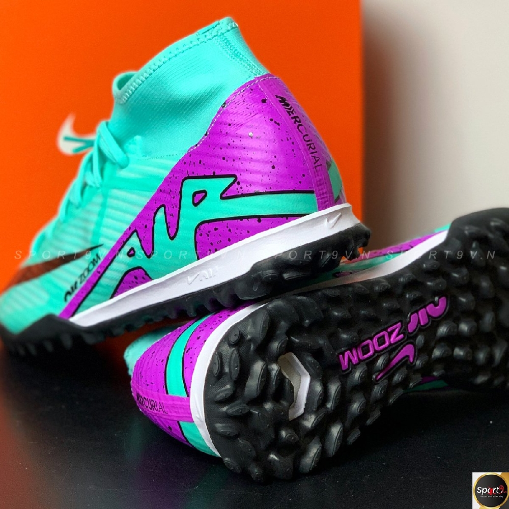 Nike Zoom Mercurial Superfly 9 Academy TF - Xanh Lơ/Tím - DJ5629-300