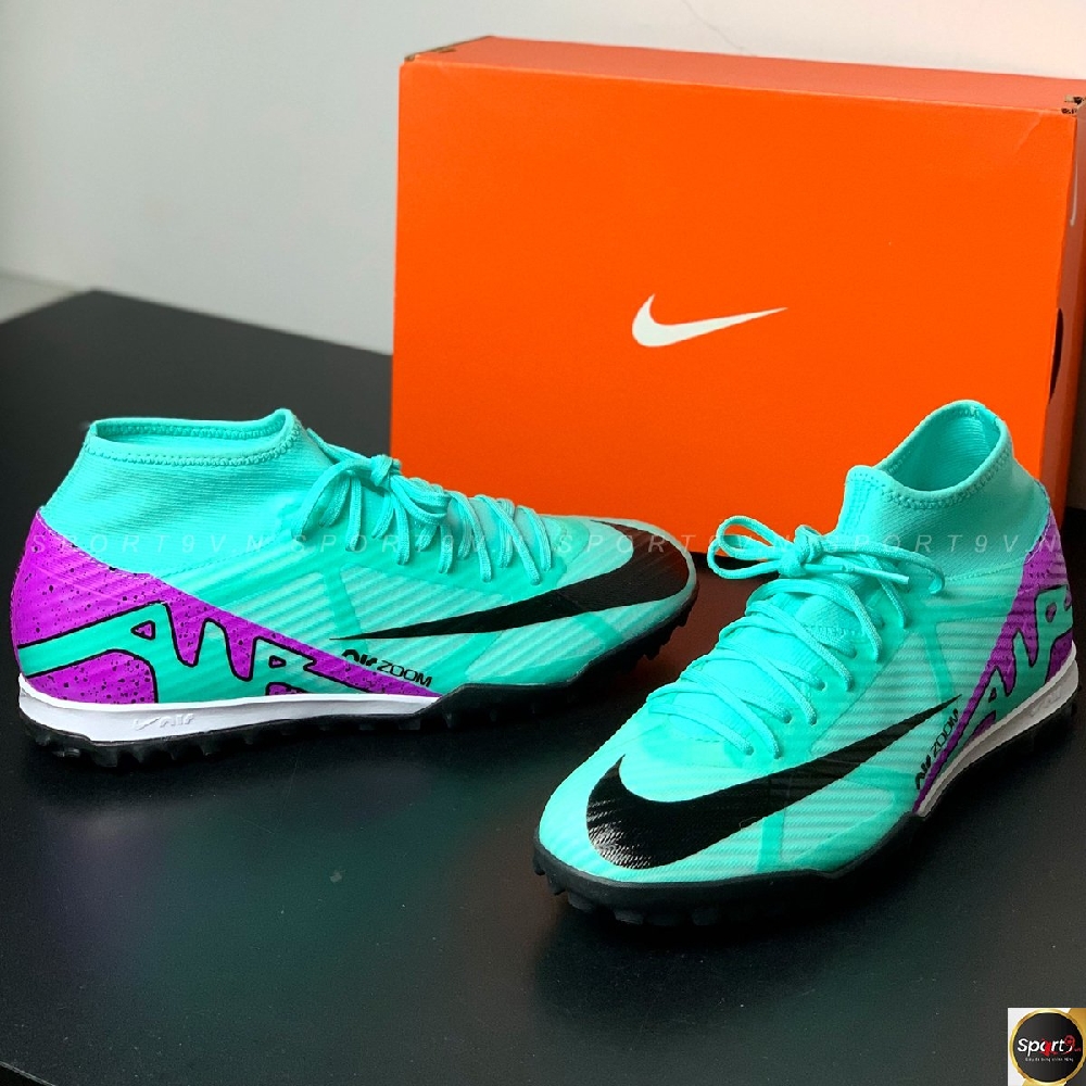 Nike Zoom Mercurial Superfly 9 Academy TF - Xanh Lơ/Tím - DJ5629-300