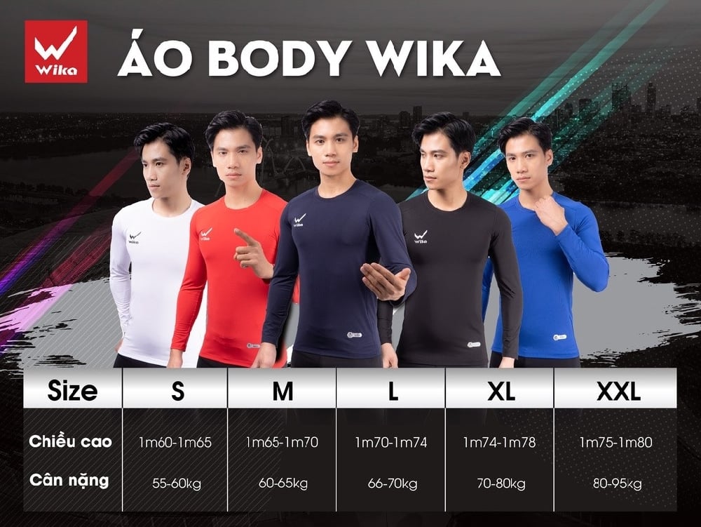 Bảng size áo giữ nhiệt Wika