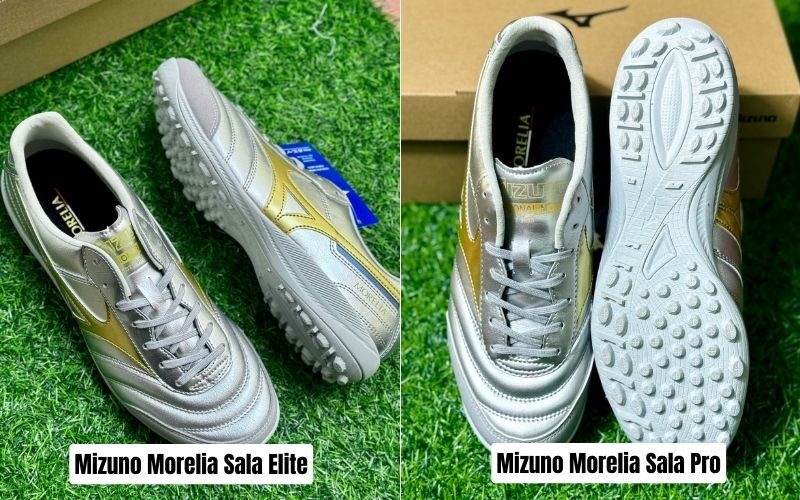 Hai mẫu giày Mizuno Sala Pro và Sala Elite gần như không có sự khác biệt về ngoại hình