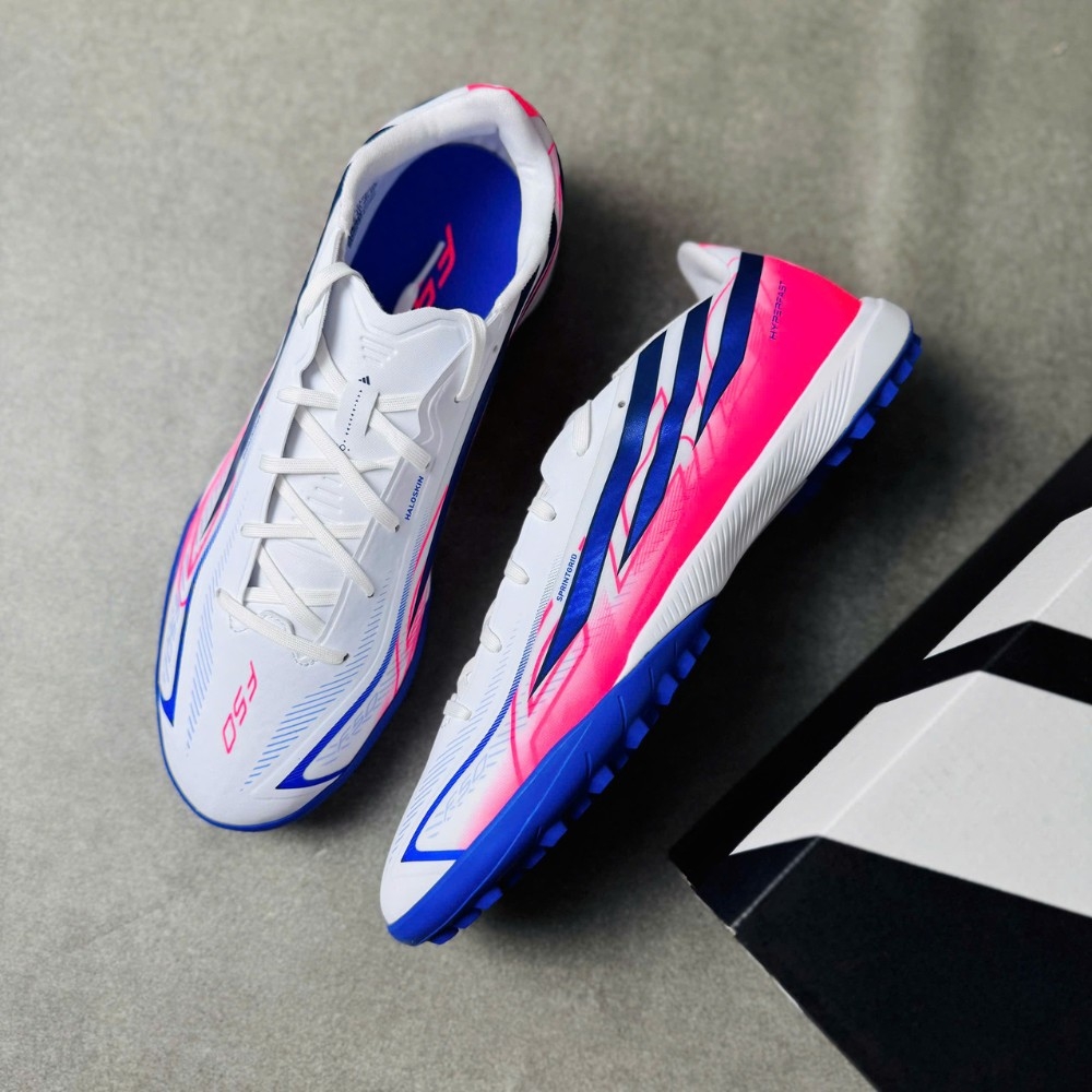 adidas F50 Hyperfast League TF - Trắng/Xanh/Đỏ - KJ3434