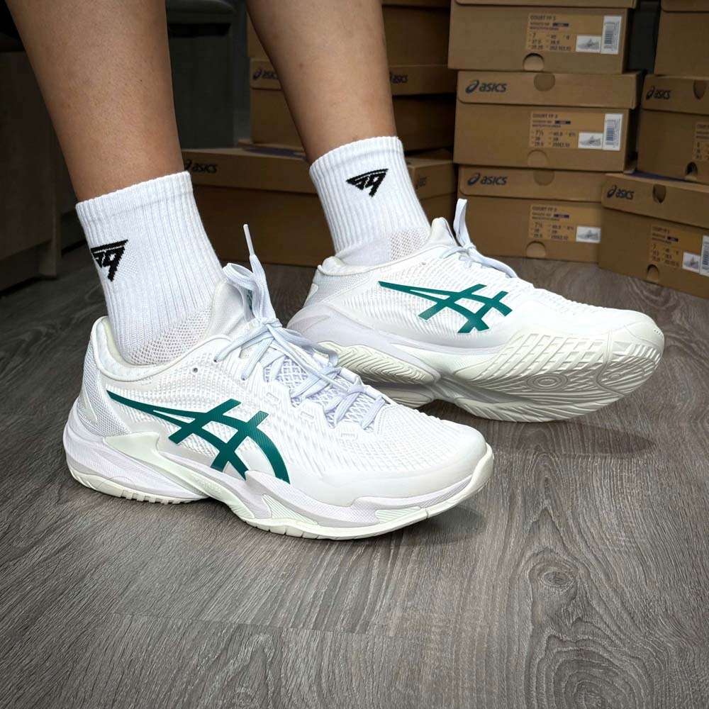 Giày Pickleball Asics Court FF 3 - 1041A574-100 - Trắng Xanh