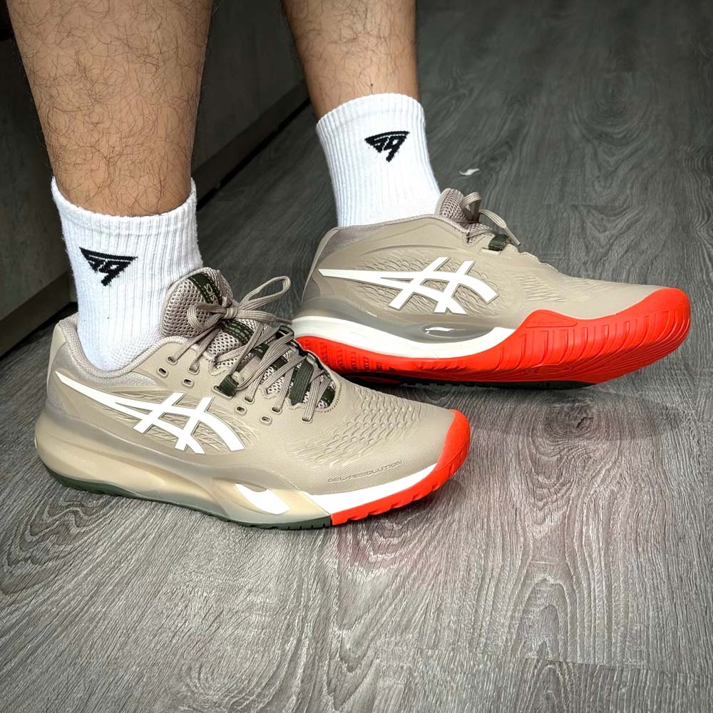 Giày pickleball Asics Gel Resolution X - 1041A481-200 - Xám Khói/Đỏ