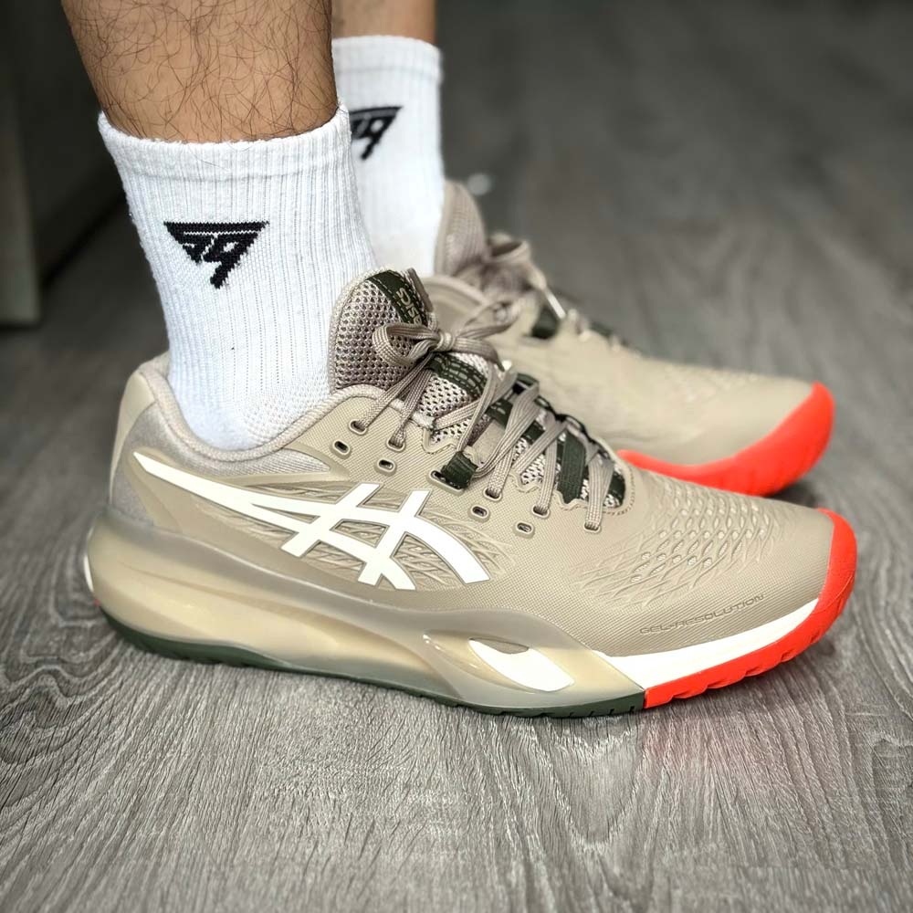 Giày pickleball Asics Gel Resolution X - 1041A481-200 - Xám Khói/Đỏ