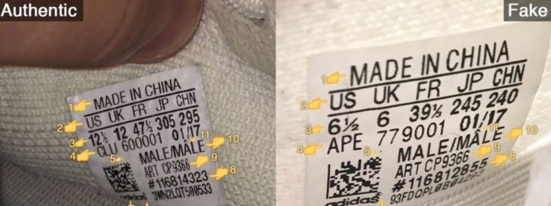 Để ý đến chữ, chi tiết in ấn phía trên tem giày